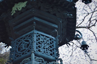 金華山黄金山神社　日本三大常夜灯と桜