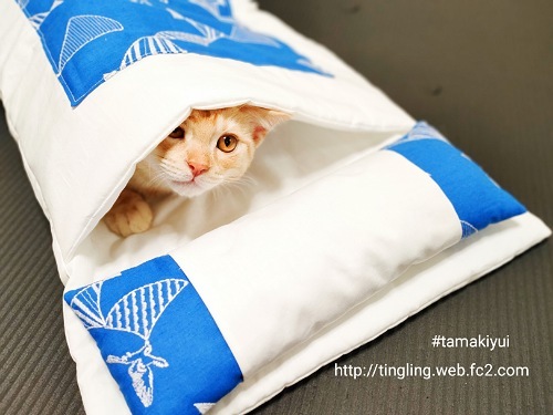 Tamakiyuiの手作り雑貨photo ねこちゃんのお布団を縫いました 手作り猫ふとん 作り方 追記しました